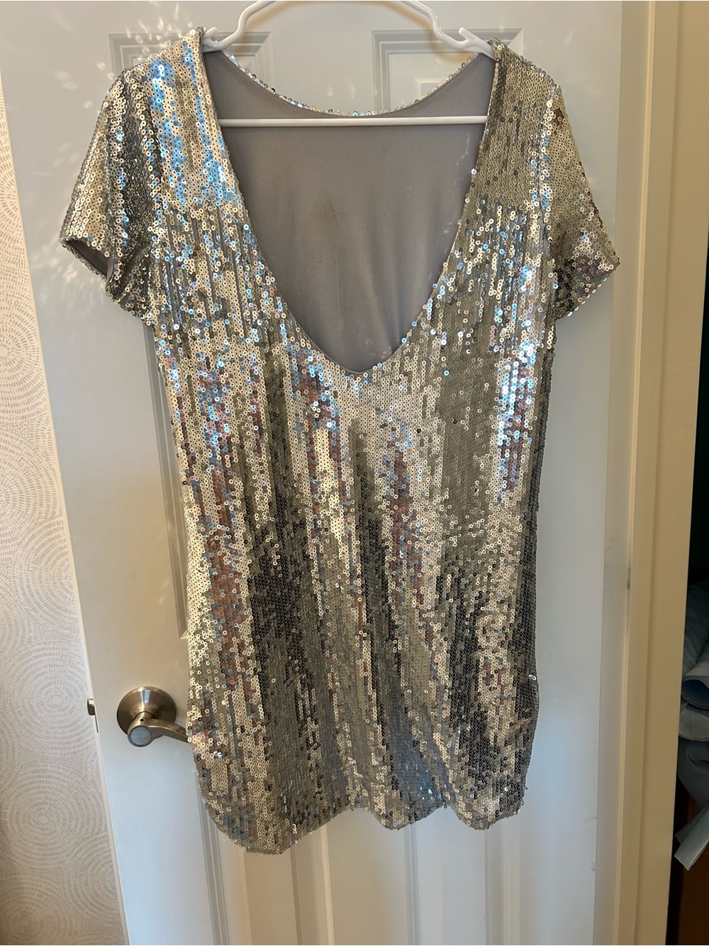 Fate Silver Sequin Short Sleeve Tunic - Picture 2 of 3